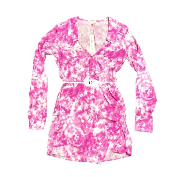 NEW For Love & Lemons Devon Shirt Pink & White Mini Dress Small - Picture 5 of 14